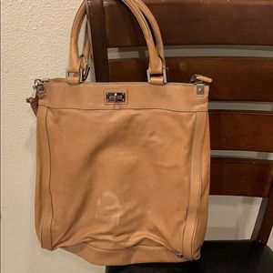 Large tan Banana Republic messenger bag/ tote